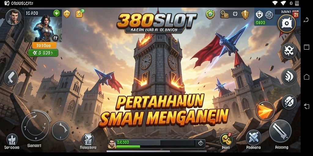 Screenshot gameplay menampilkan pertarungan Tower Defense yang intens.