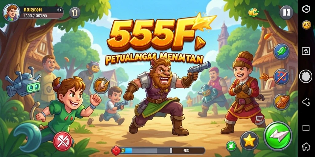 Screenshot utama 555F menampilkan gameplay seru dengan berbagai level menantang.