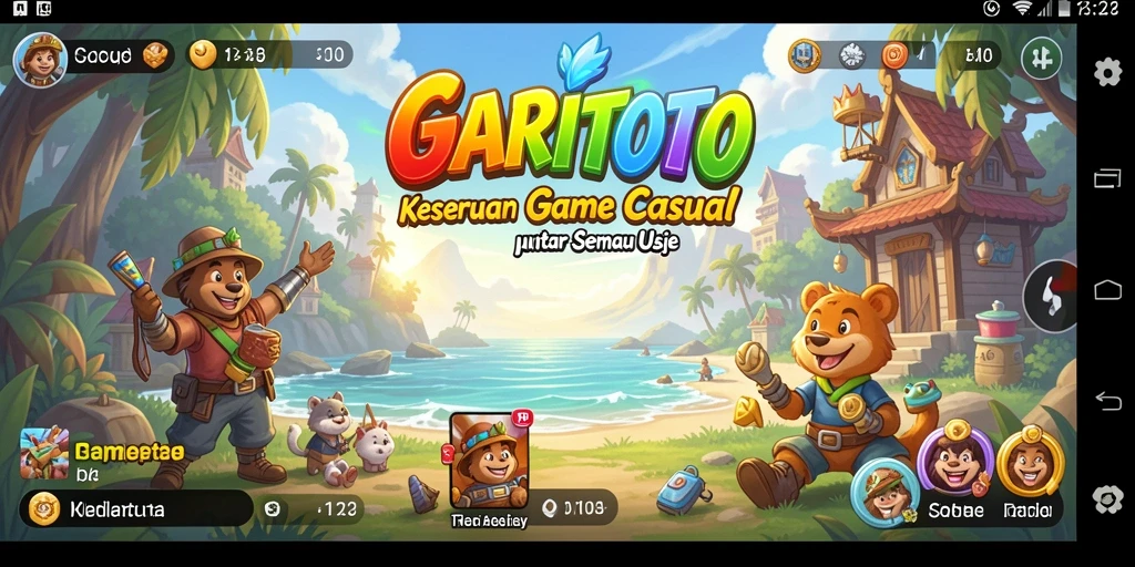 Screenshot GARITOTO menampilkan karakter dalam aksi menyenangkan di dunia warna-warni.