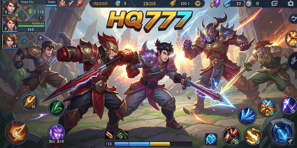 Tampilan gameplay seru dalam pertarungan tim di HQ777.