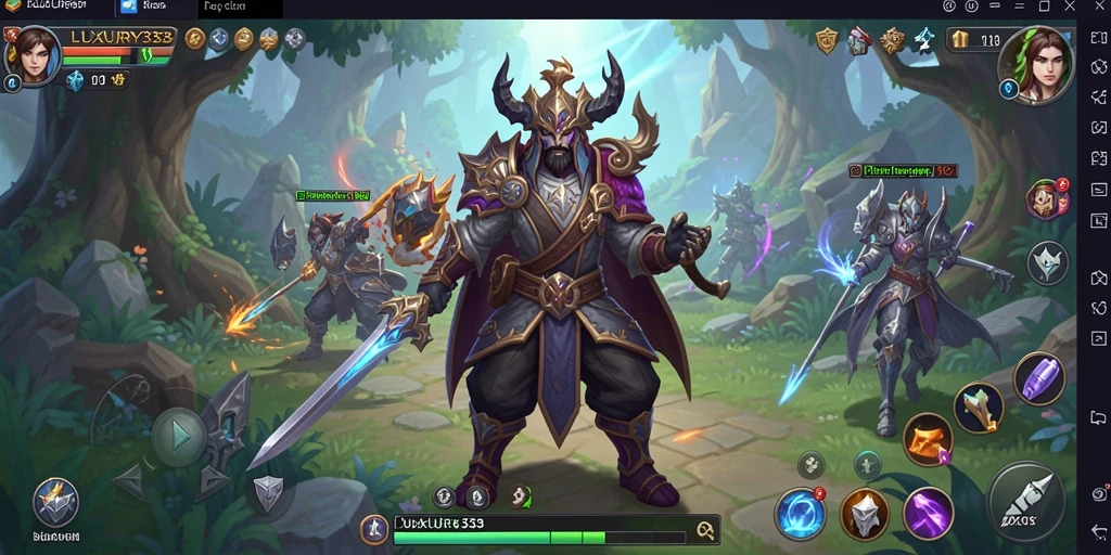 Screenshot utama LUXURY333 menampilkan aksi pertarungan RPG yang seru.
