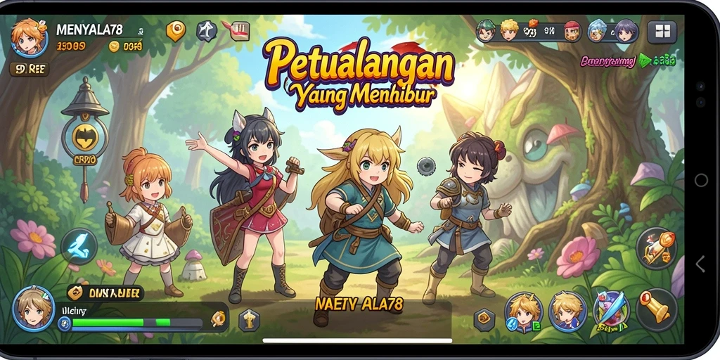 Tampilan gameplay seru dari MENYALA78 dengan karakter anime yang menarik.