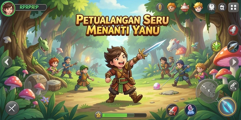 Screenshot menunjukkan aksi seru dalam petualangan RPRPRP.