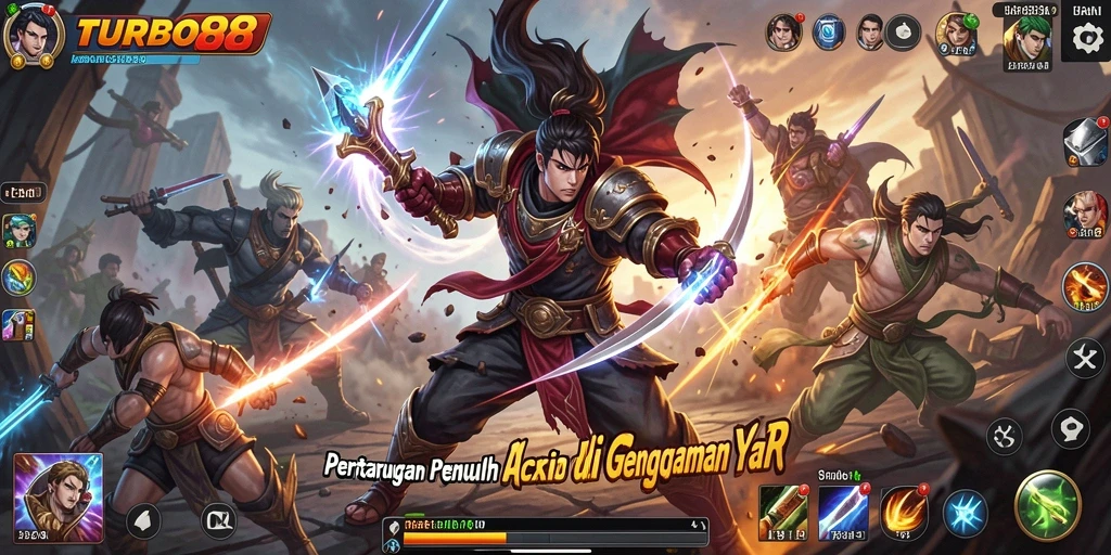 Screenshot gameplay TURBO88 menampilkan pertarungan yang seru dan mendebarkan.